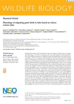 Wildlife Biology - 2025 - McKinlay - Phenology of migrating game birds in Italy based on citizen science data (1).pdf