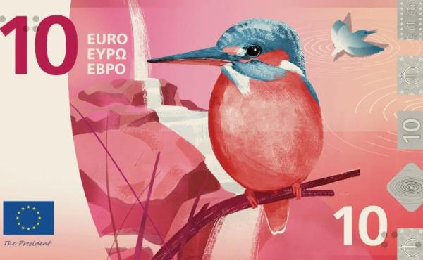 L'immagine del martin pescatore sulle banconote Euro