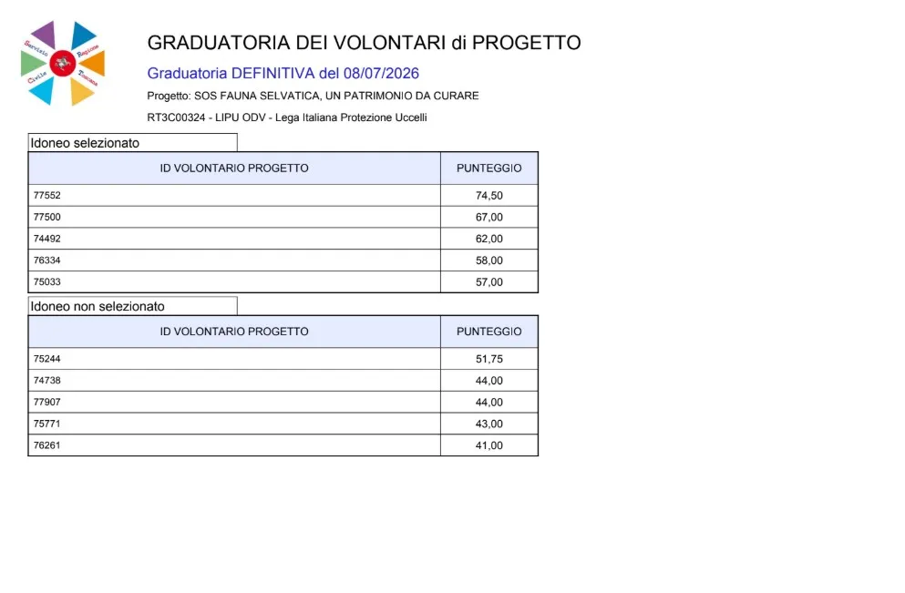 La graduatoria finale